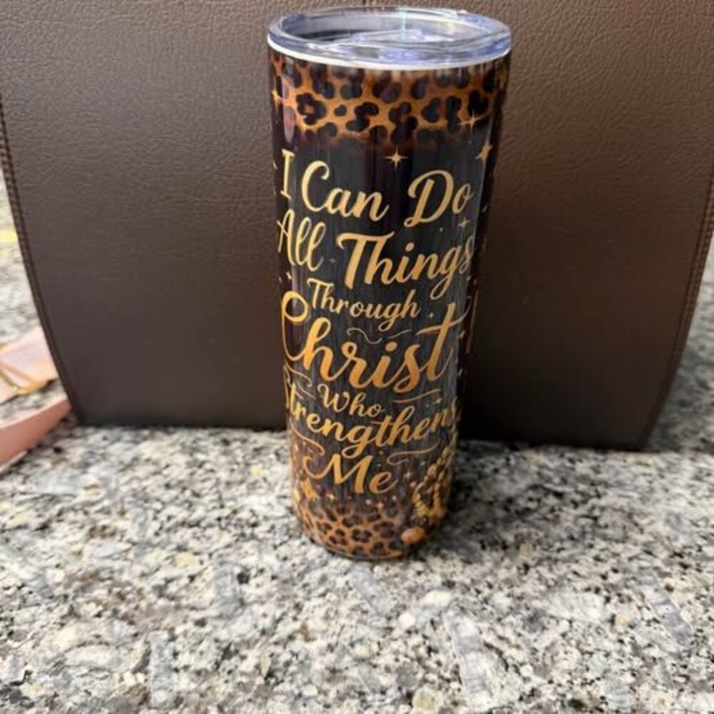 Leopard Print Christian Skinny Tumbler